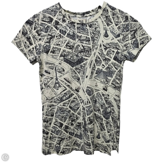 Top Short Sleeve Basic By L Agence In Black & Cream, Size: Xxs