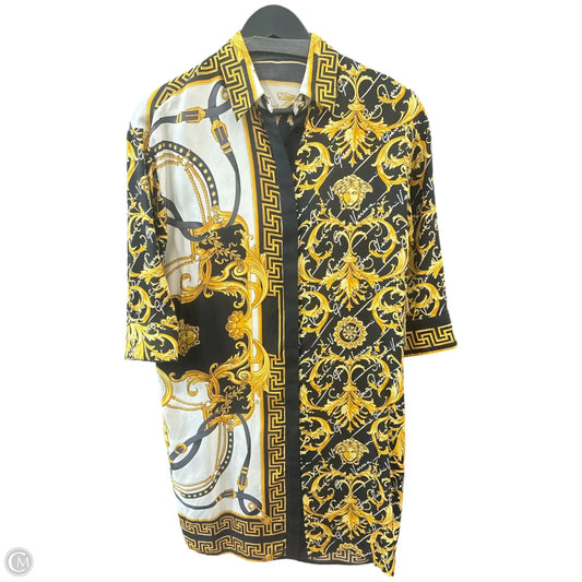 Dress Luxury Designer By Versace In Black & Yellow, Size: 6