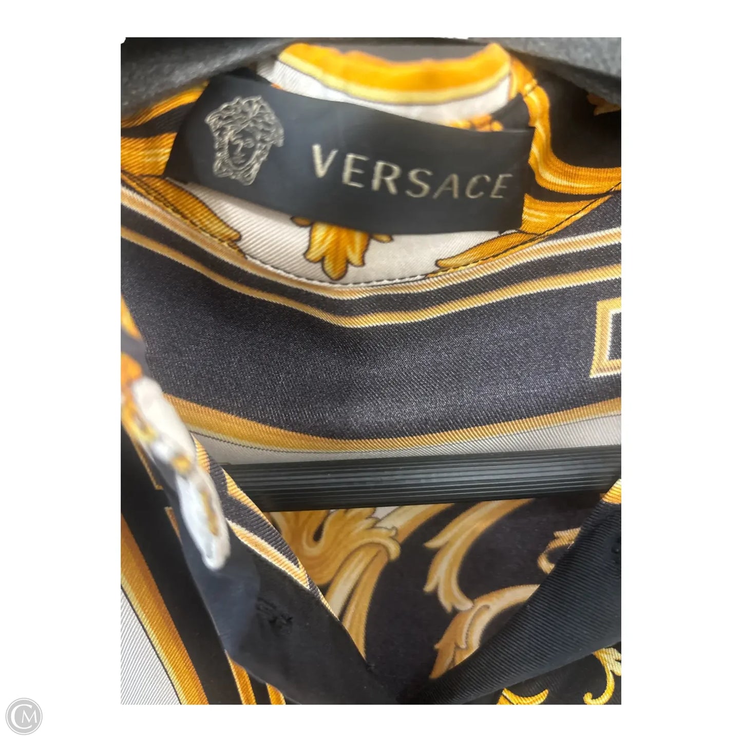 Dress Luxury Designer By Versace In Black & Yellow, Size: 6
