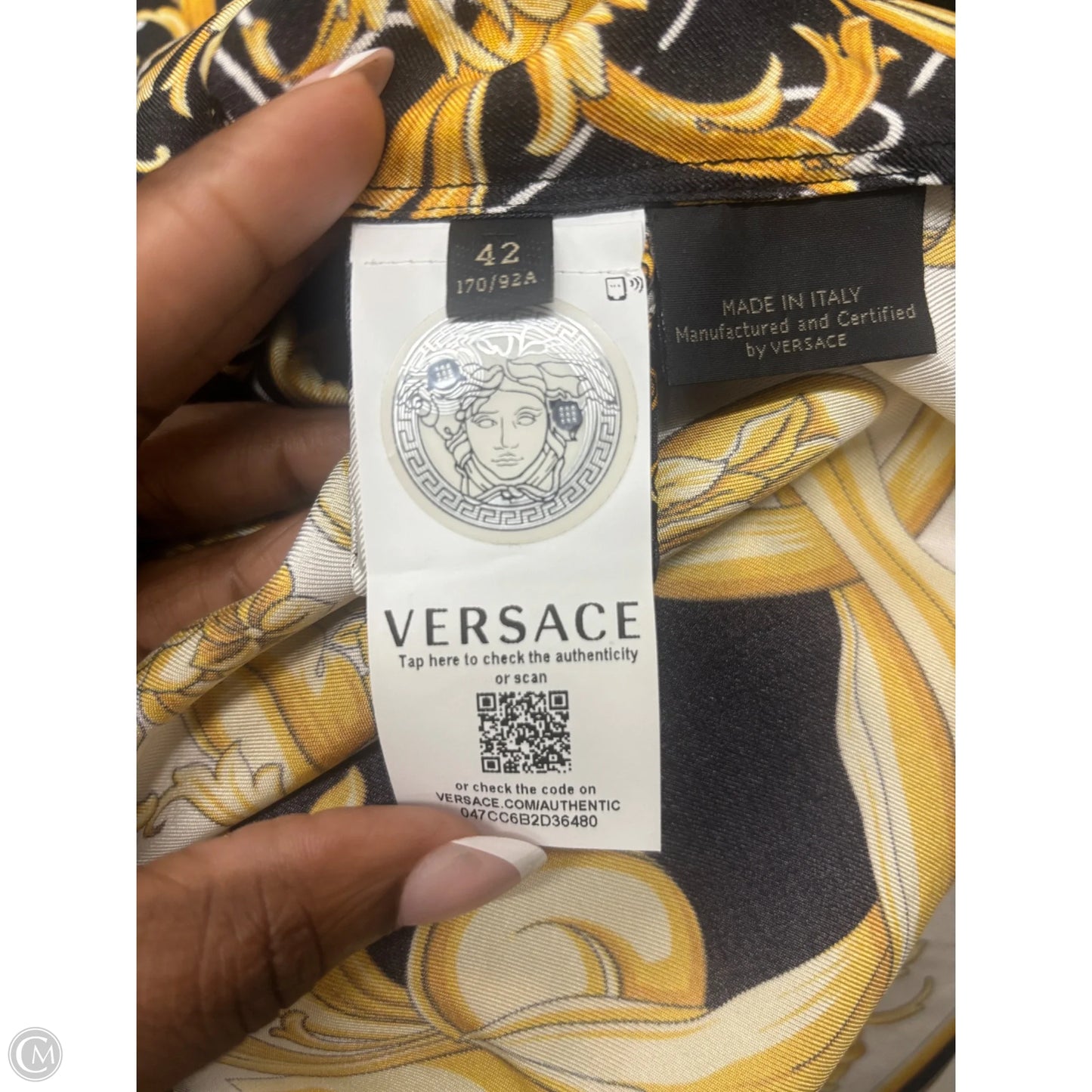 Dress Luxury Designer By Versace In Black & Yellow, Size: 6