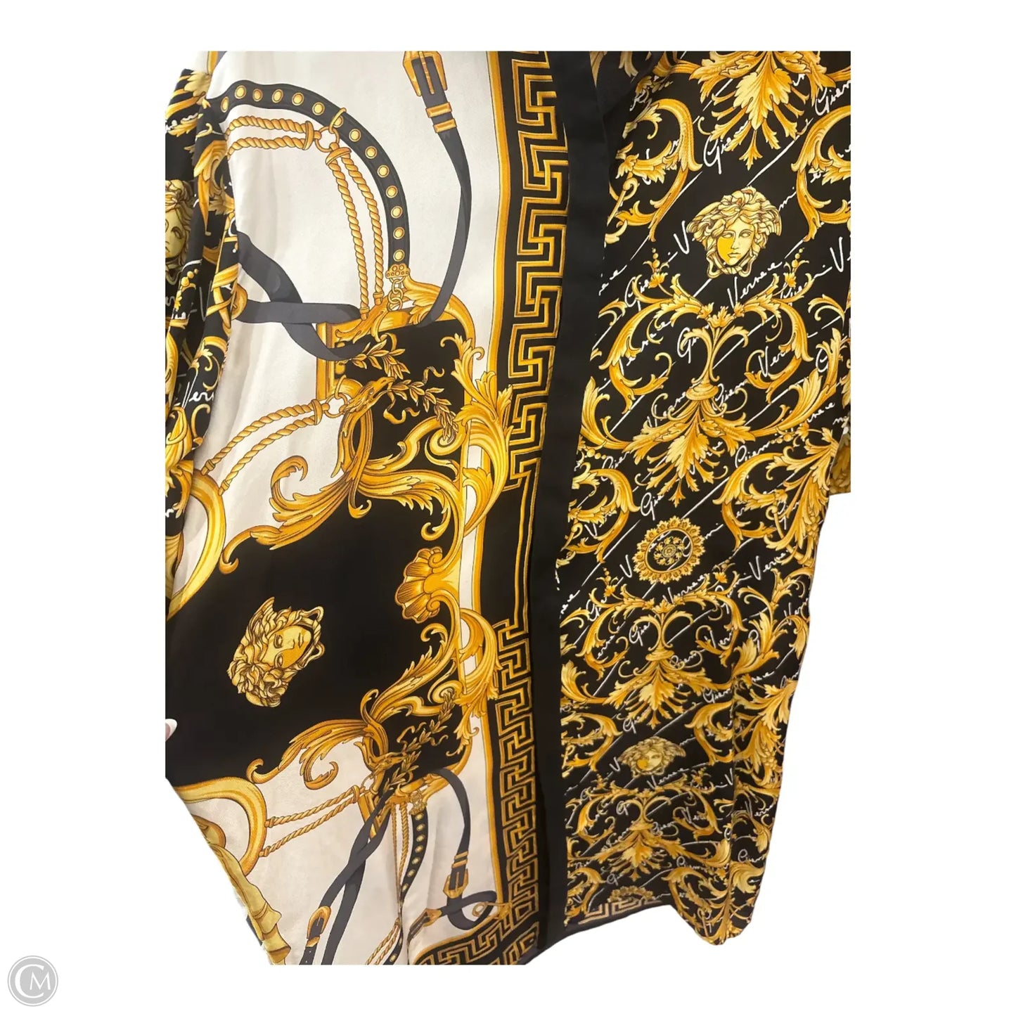 Dress Luxury Designer By Versace In Black & Yellow, Size: 6