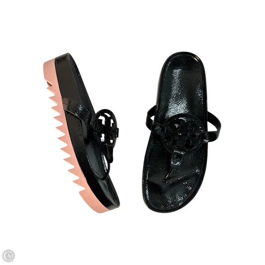 Sandals Designer By Tory Burch In Black & Pink, Size: 8.5