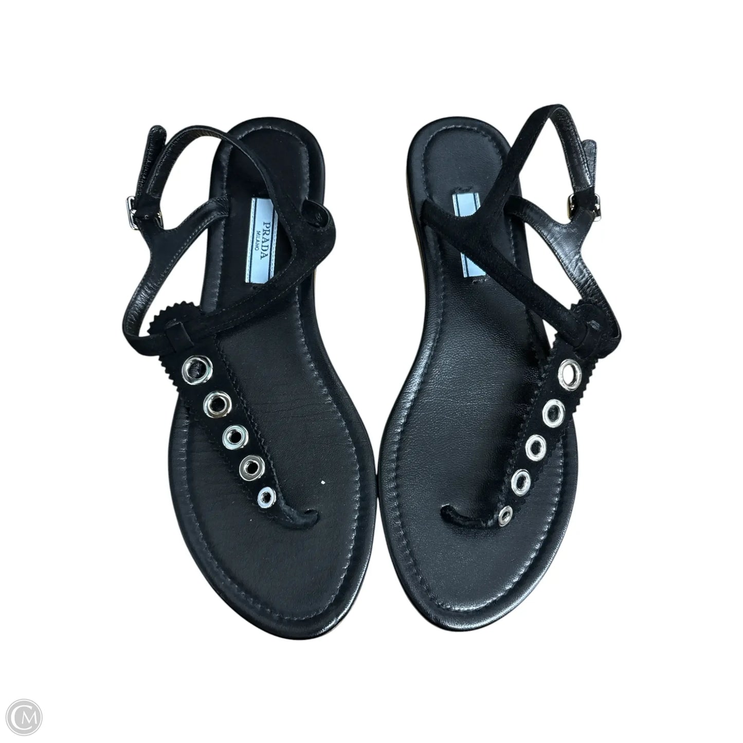 Sandals Luxury Designer By Prada In Black, Size: 8