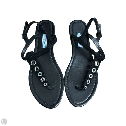 Sandals Luxury Designer By Prada In Black, Size: 8