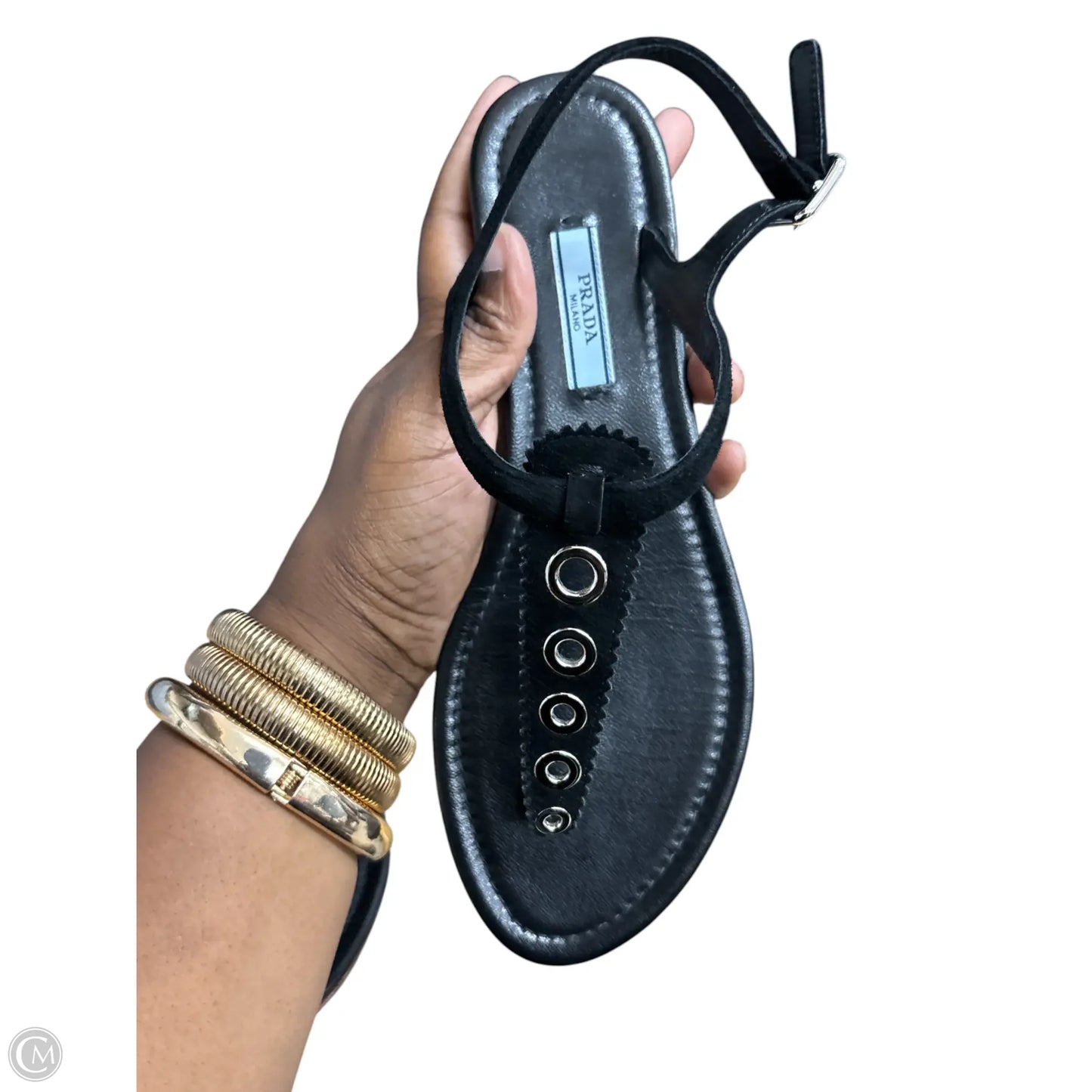 Sandals Luxury Designer By Prada In Black, Size: 8