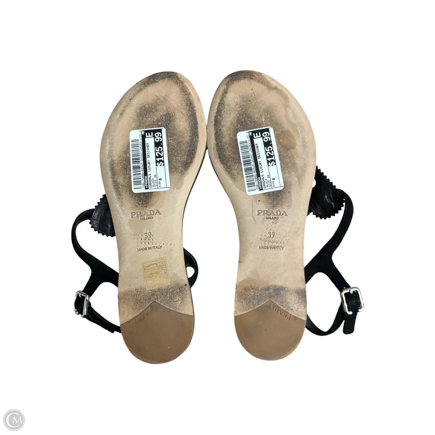 Sandals Luxury Designer By Prada In Black, Size: 8