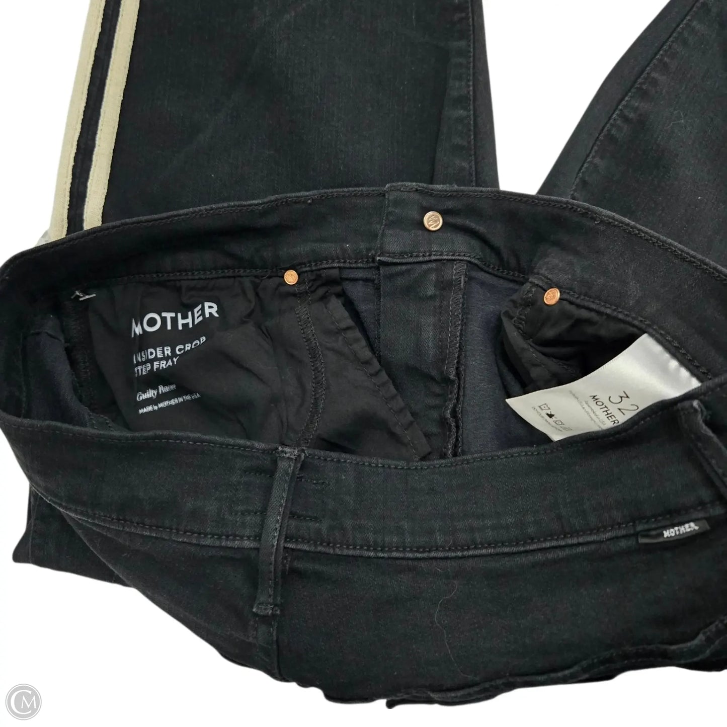 Jeans Straight By Mother In Black Denim, Size: 14