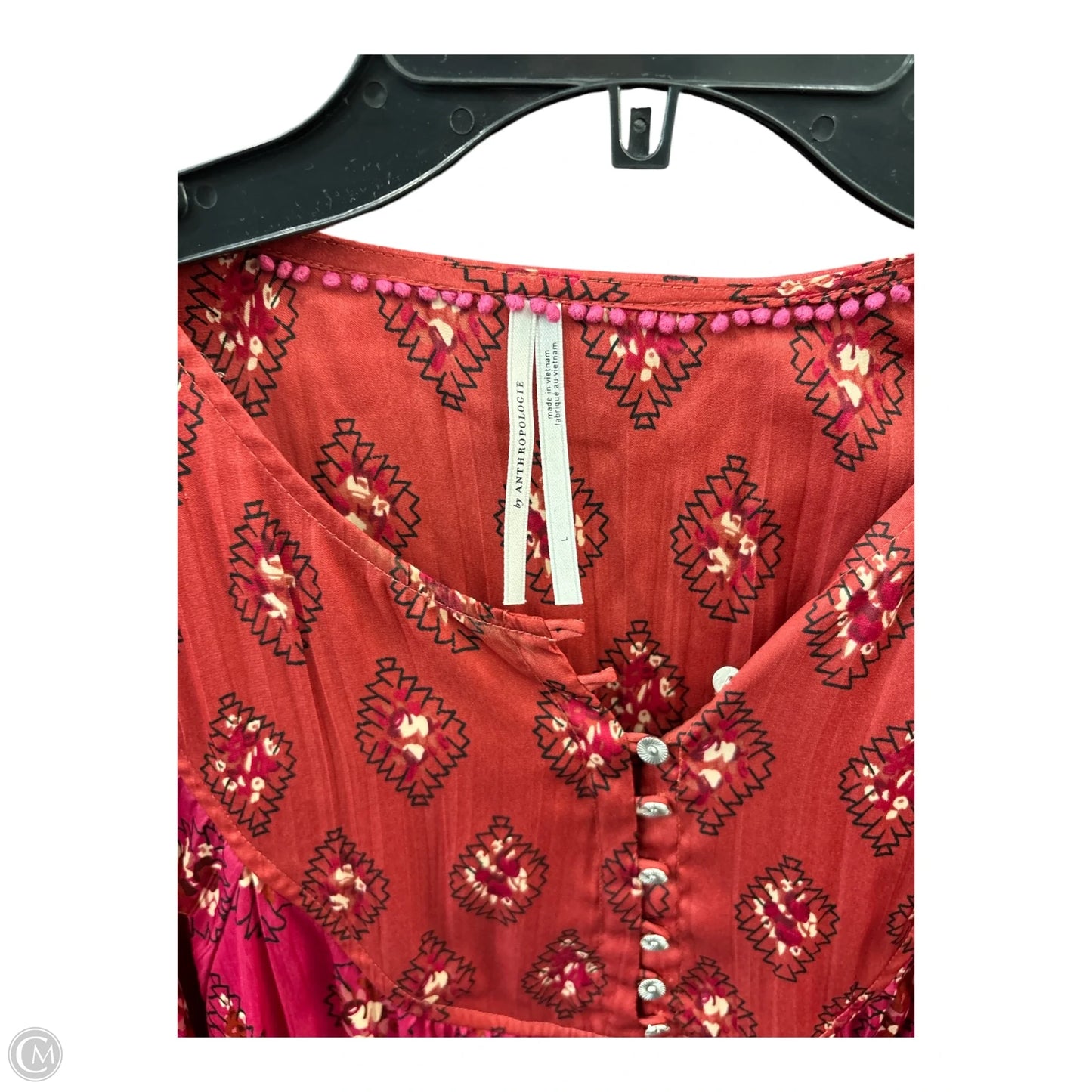 Top Long Sleeve By Anthropologie In Pink, Size: L
