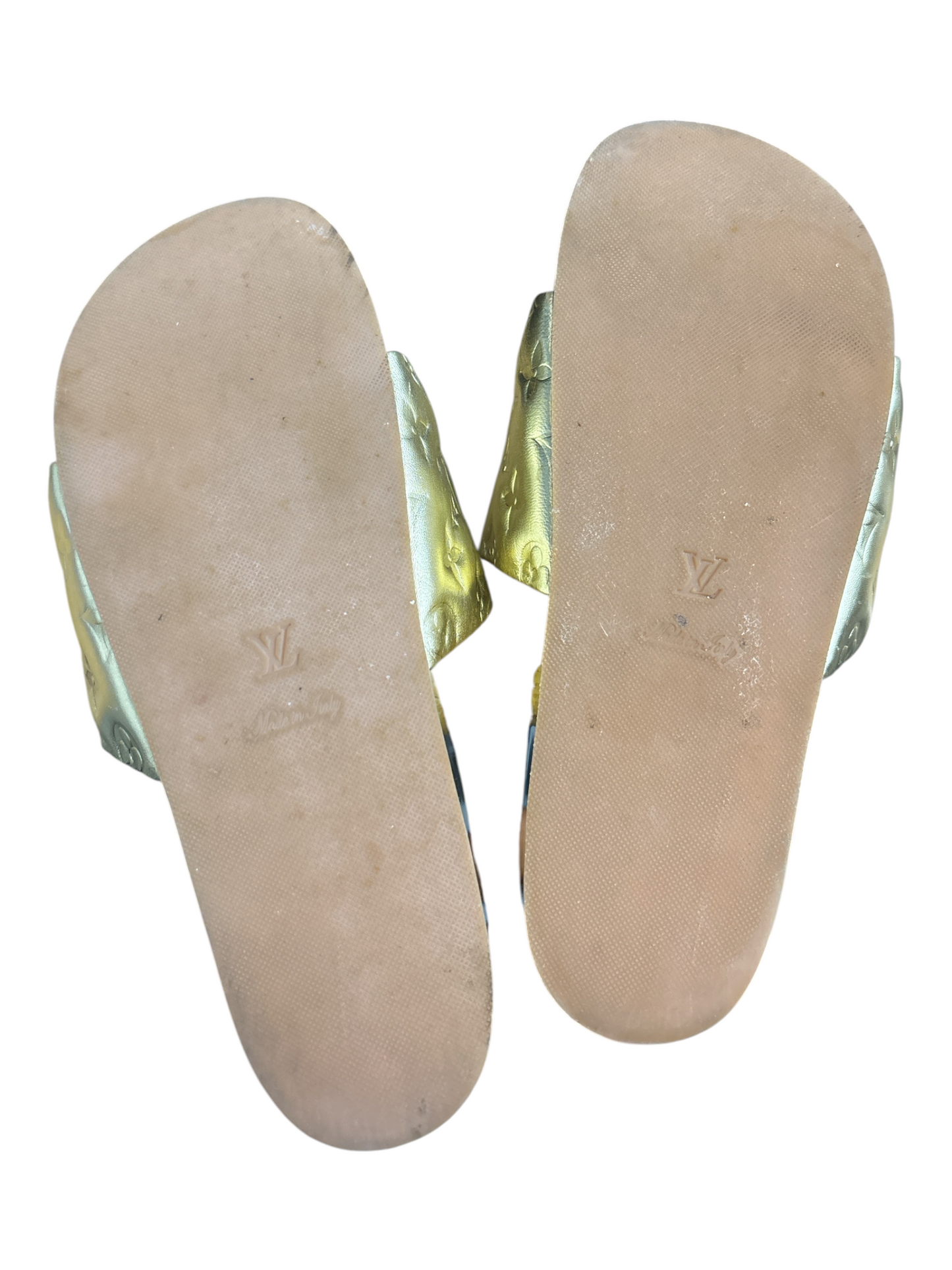 Sandals Luxury Designer By Louis Vuitton In Gold, Size:42