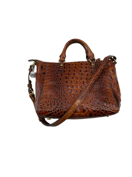 BRAHMIN Mini Sonny Cantaloupe Melbourne Croc Embossed Leather Crossbody  Purse